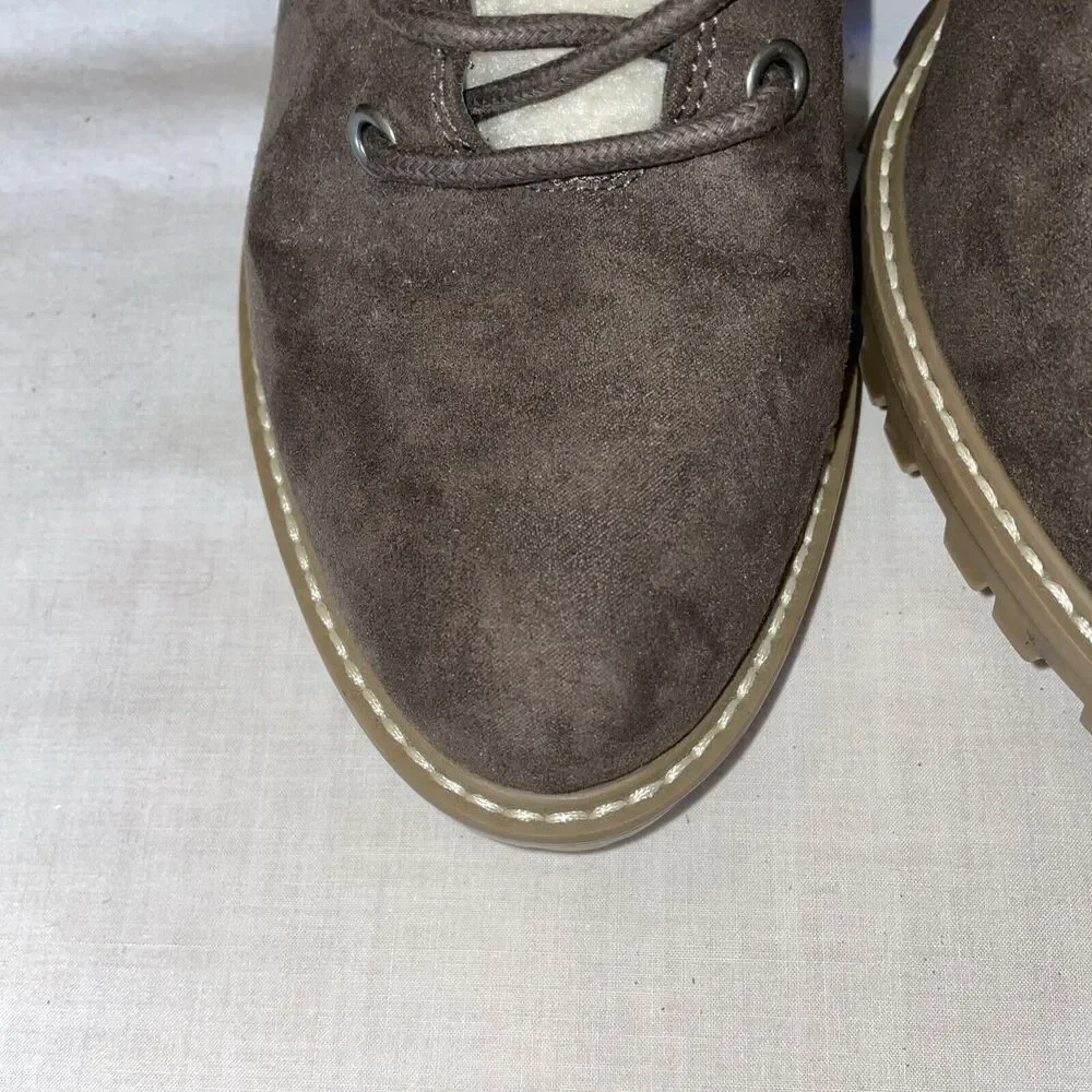 Universal Threads Heeled Booties Womens Size 9.5 Medium Brown Lace Up Block Heel